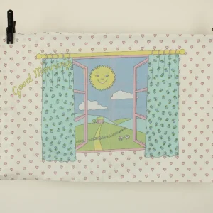 ピローカバー 窓 パステル かわいい ベビー柄 ハート