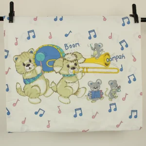 ピローカバー ネコ ネズミ 音楽隊 音符 パステル