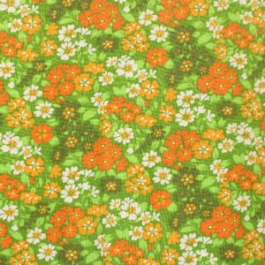 55*60 レトロ 花畑 葉 グリーン オレンジ