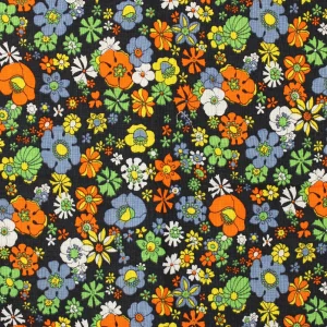 40*60 レトロ カラフル サイケデリック 花 カラフル 黒