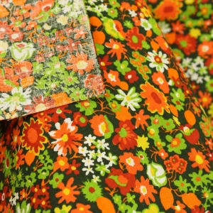 40*45 カラフル ボタニカル 花 グリーン オレンジ