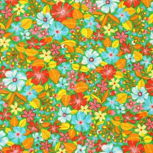 40*45 ポップ カラフル 花 オレンジ グリーン