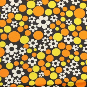 45*45 ポップ ドット 花 黒 オレンジ イエロー