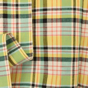 95*55 先染め チェック 細ライン ブルー イエロー