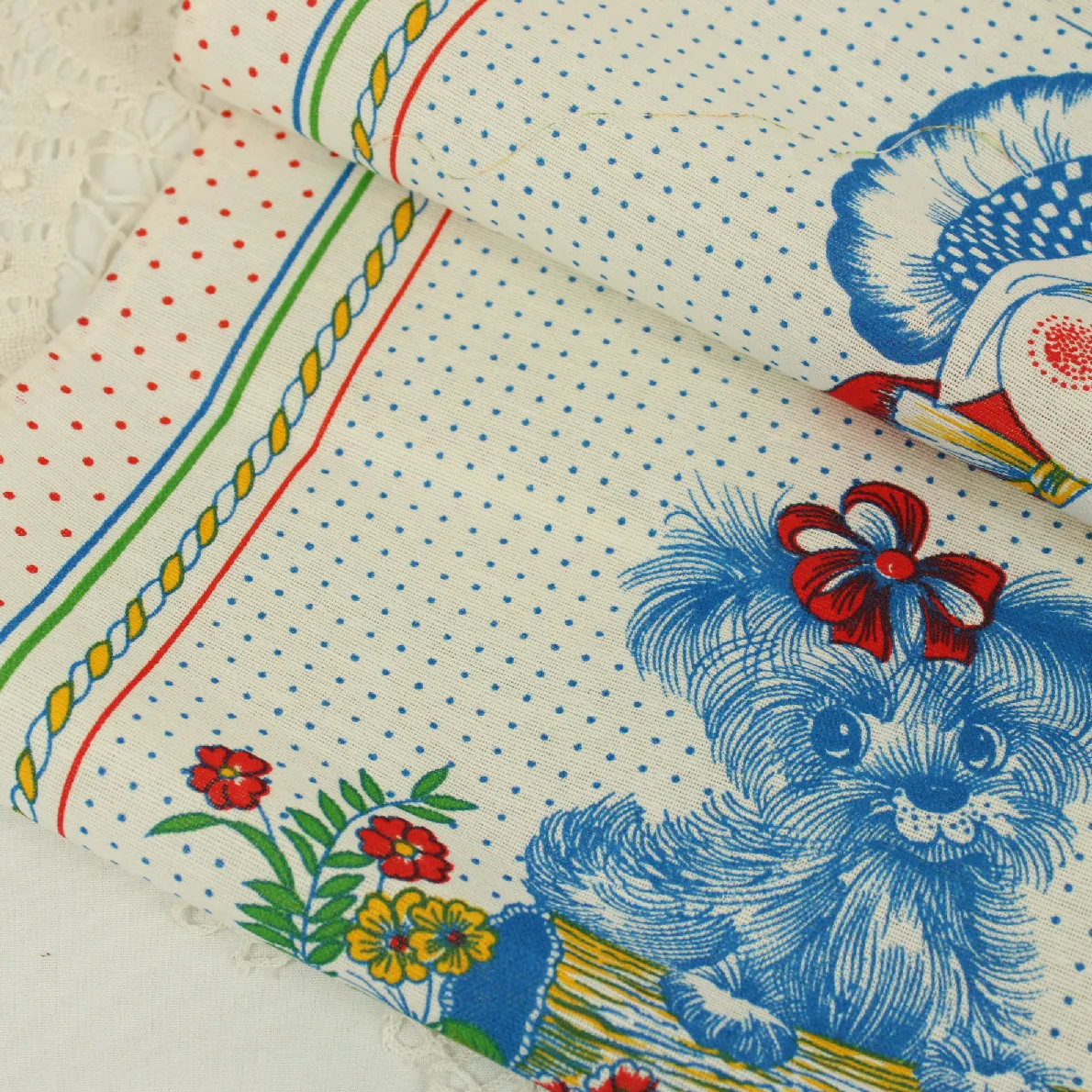 大きなキッチンクロス タペストリー 少年少女 犬 ラブレター