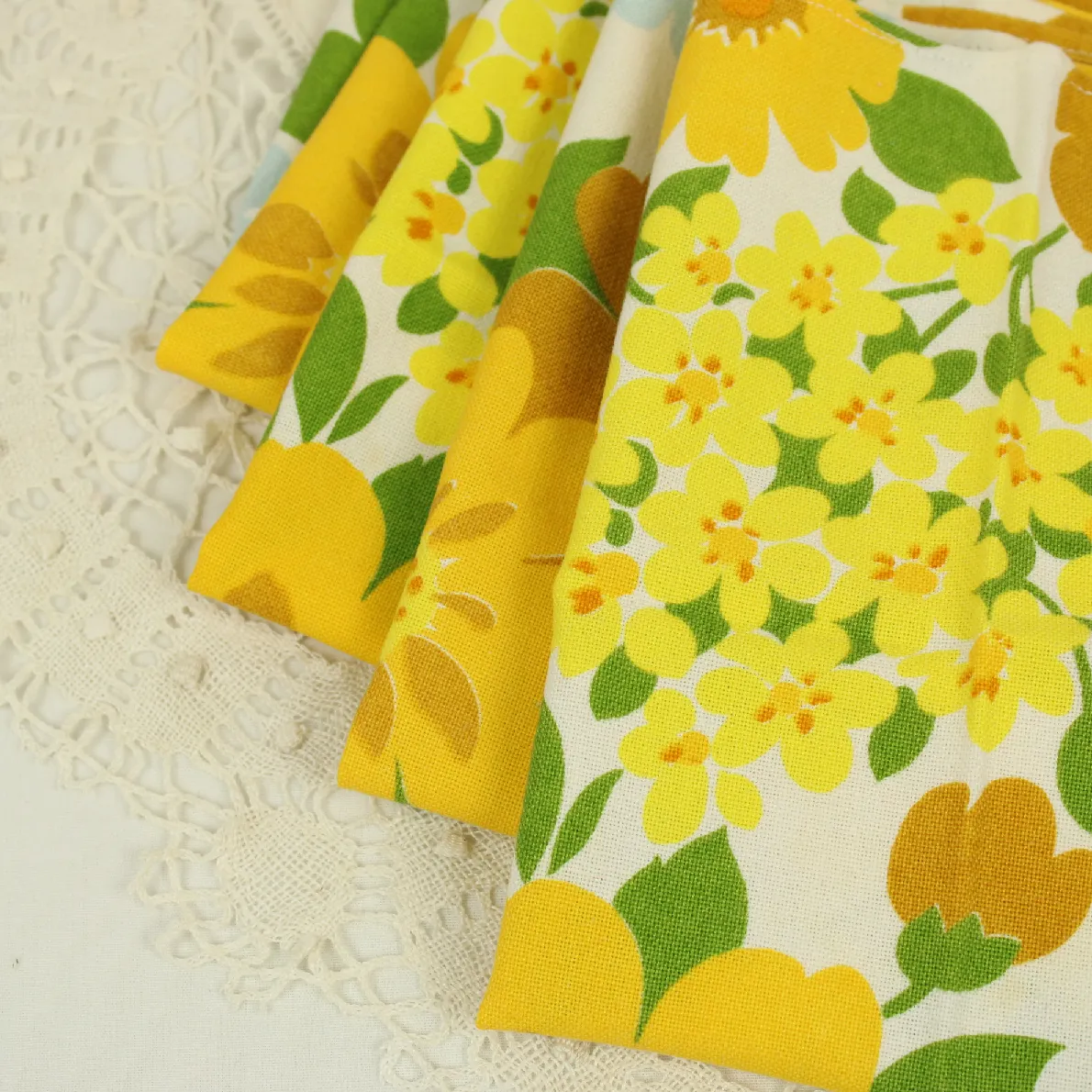 1枚 かわいい 花 ランチクロス ナフキン イエロー