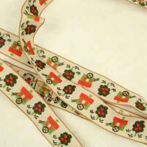 1,8cm幅 かわいい りんごの木 荷車 ベージュ