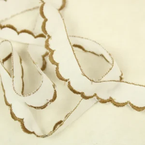 1,6cm幅 スカラップ刺繍 レース カフェブラウン