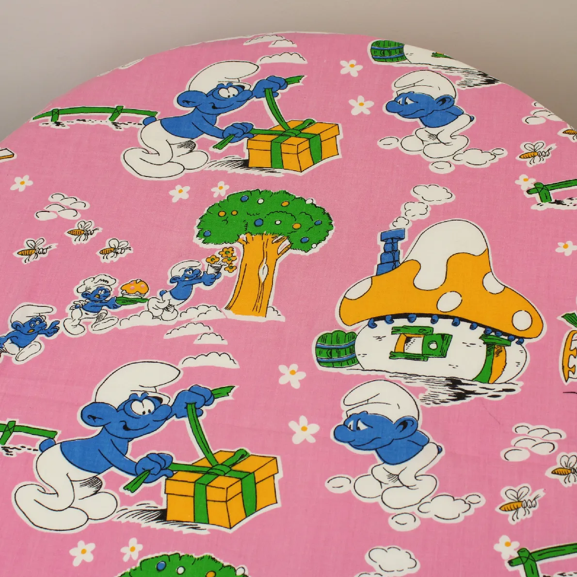 95*60 シーツ解体生地 レトロ スマーフ ピンク