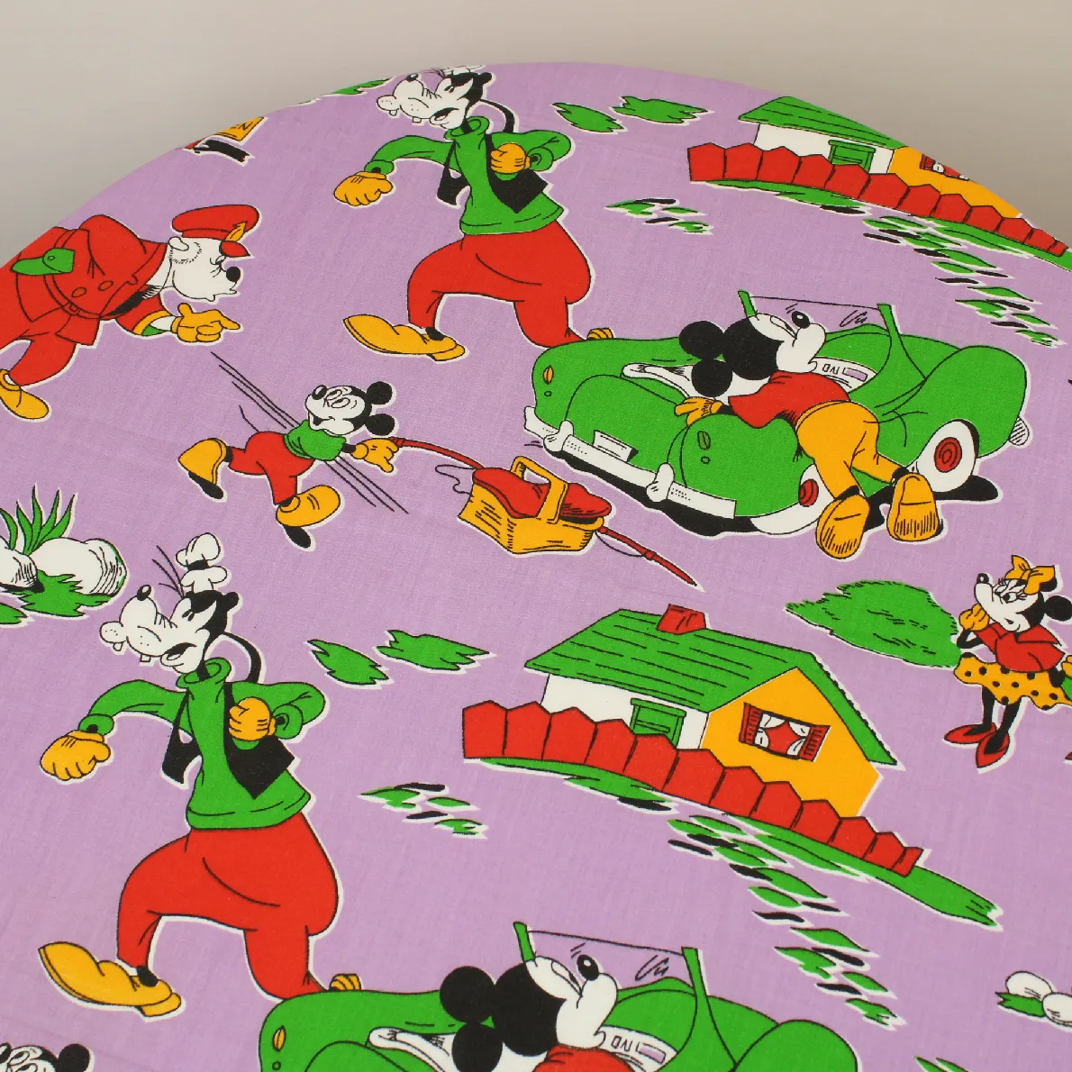95*60 シーツ解体生地 レトロ ミッキー ミニー グーフィー パープル