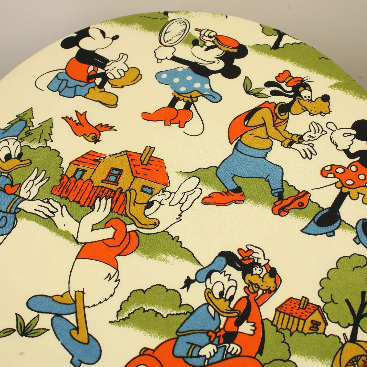 155*80 解体生地 ミッキー＆フレンズ レトロ アイボリー グリーン