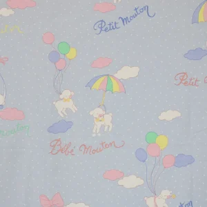 55*75 ベビー パステル ヒツジ 雲 ブルー ドット