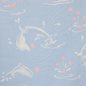 55*80 かわいい パステル イルカ ハート ブルー