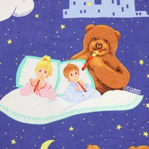 85*125 レトロ かわいい テディベア 少年 少女 夜空 90年代