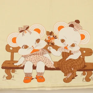 ベビーフラット＆ピロー レトロ ねずみ セピア オレンジ