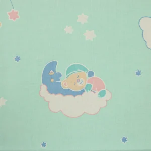 55*75 かわいい パステル クマ 月 雲 グリーン 星