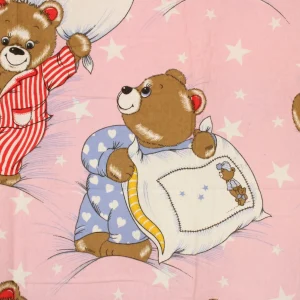 ネル キッズフラット レトロ かわいい クマ パジャマ ピンク