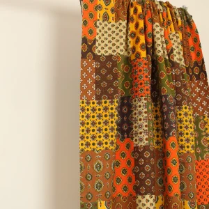 60*45 レトロ クラシック プロヴァンス柄 パッチワーク オレンジ ブラウン