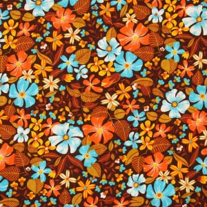 40*45 カラフル 花 秋色 ブラウン ブルー.