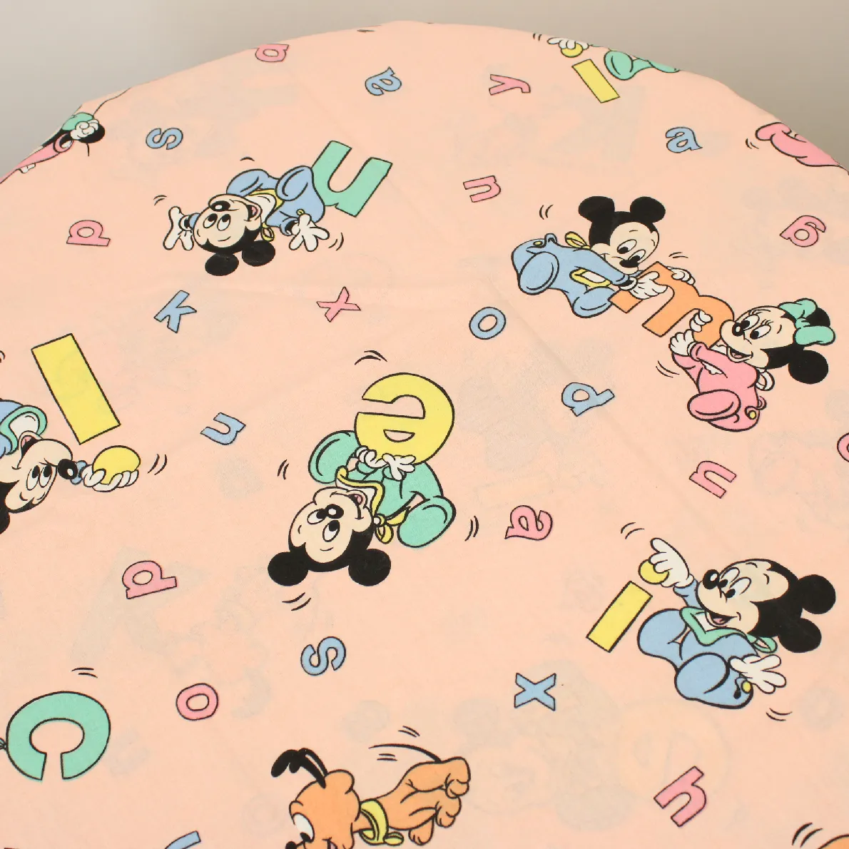 90*90 シーツ解体生地 ミッキー ミニー アルファベットベビーピンク