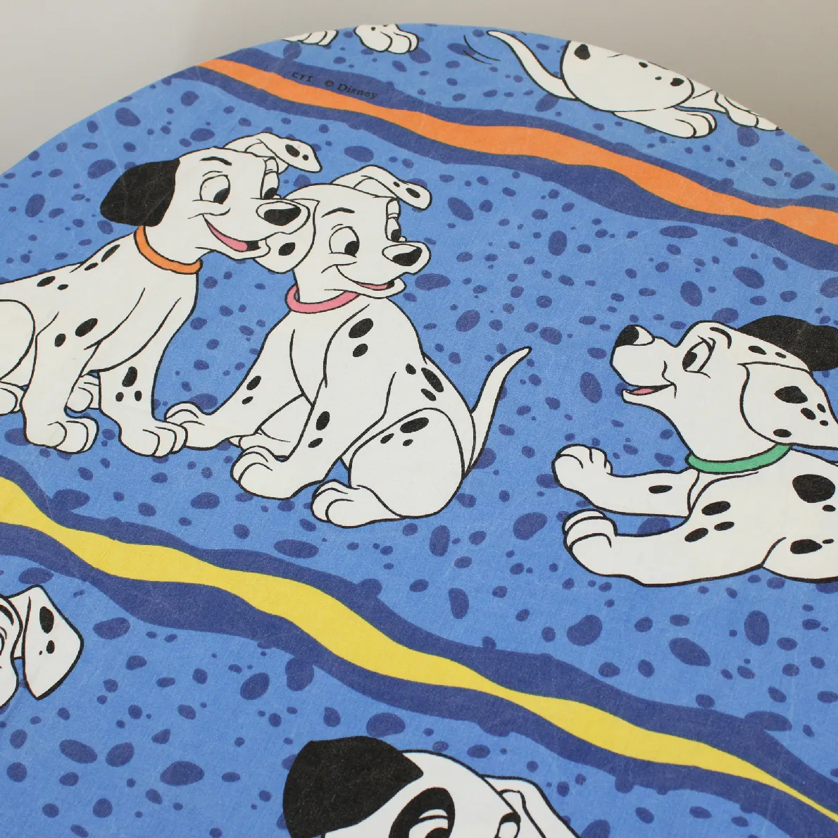 130*85 シーツ解体生地  101匹わんちゃん 波ストライプ ブルー