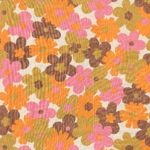 55*50 かわいい レトロ まるい花 ピンク オレンジ ブラウン