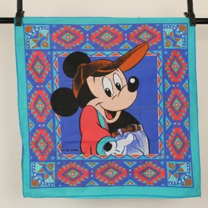 ピロー ミッキー インディアン柄 ブルー