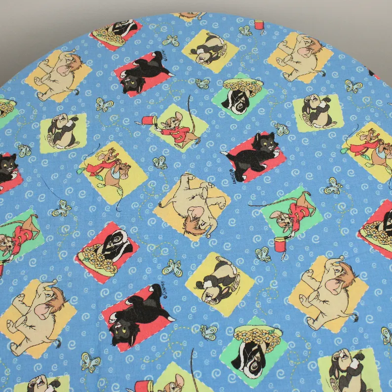 125*90 シーツ解体生地 アニマルズ ブルー サブキャラ 小柄