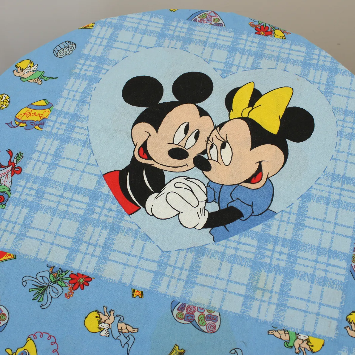 130*180 シーツ解体生地  ミッキー ミニー ハート エンジェル 水色