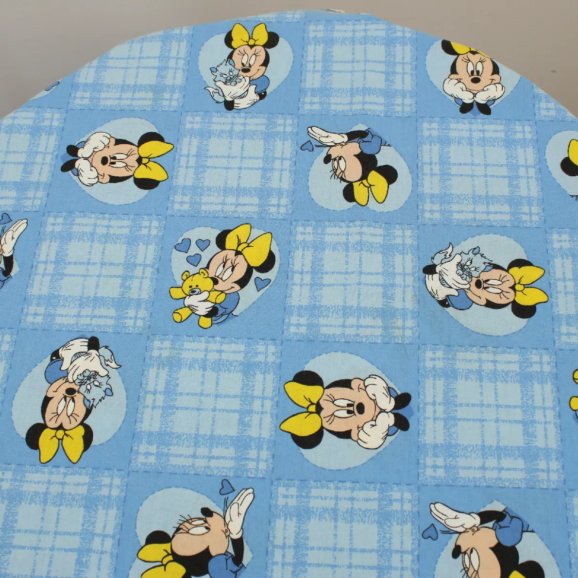 130*90 シーツ解体生地  ミニー チェック ブルー