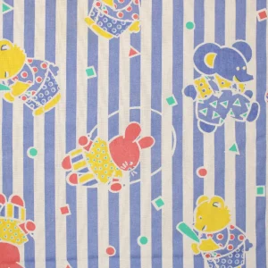 55*60 レトロ アニマル カラフル ストライプ ブルー ウサギ