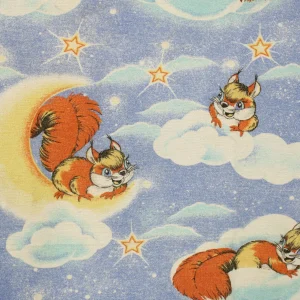 ネル 65*90 レトロアニマル リス 雲 星 ファンシー