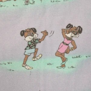 ネル 85*75 レトロアニマル イヌ カップル パープル