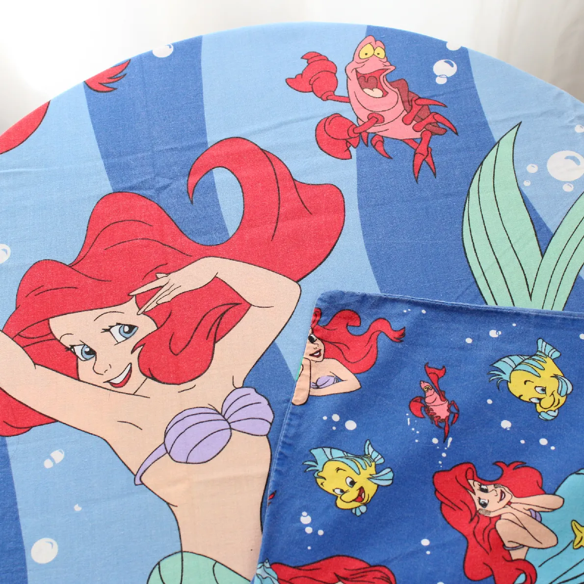 布団カバー アリエル リトルマーメイド 小柄 たて波 ブルー