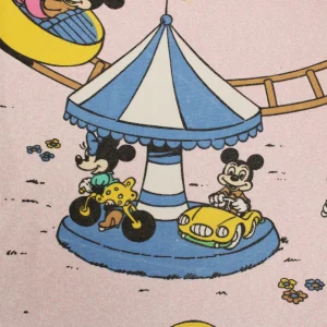 170*130 シーツ解体生地  ミッキー ミニー 遊園地 ピンク