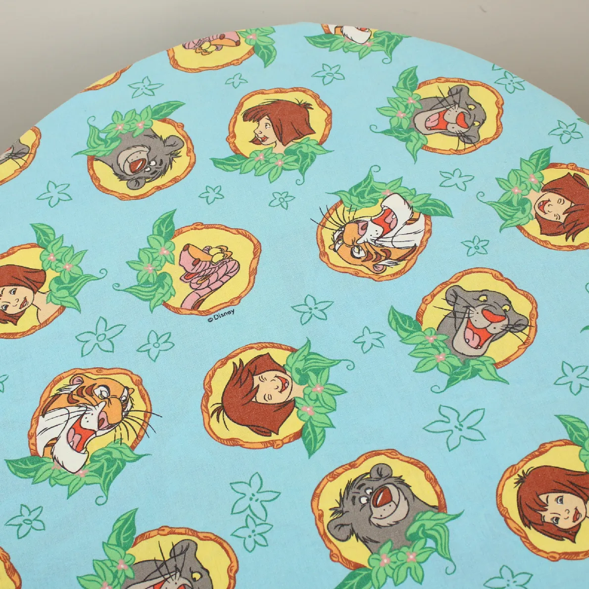 125*90 シーツ解体生地 ジャングル・ブック 水色 小柄