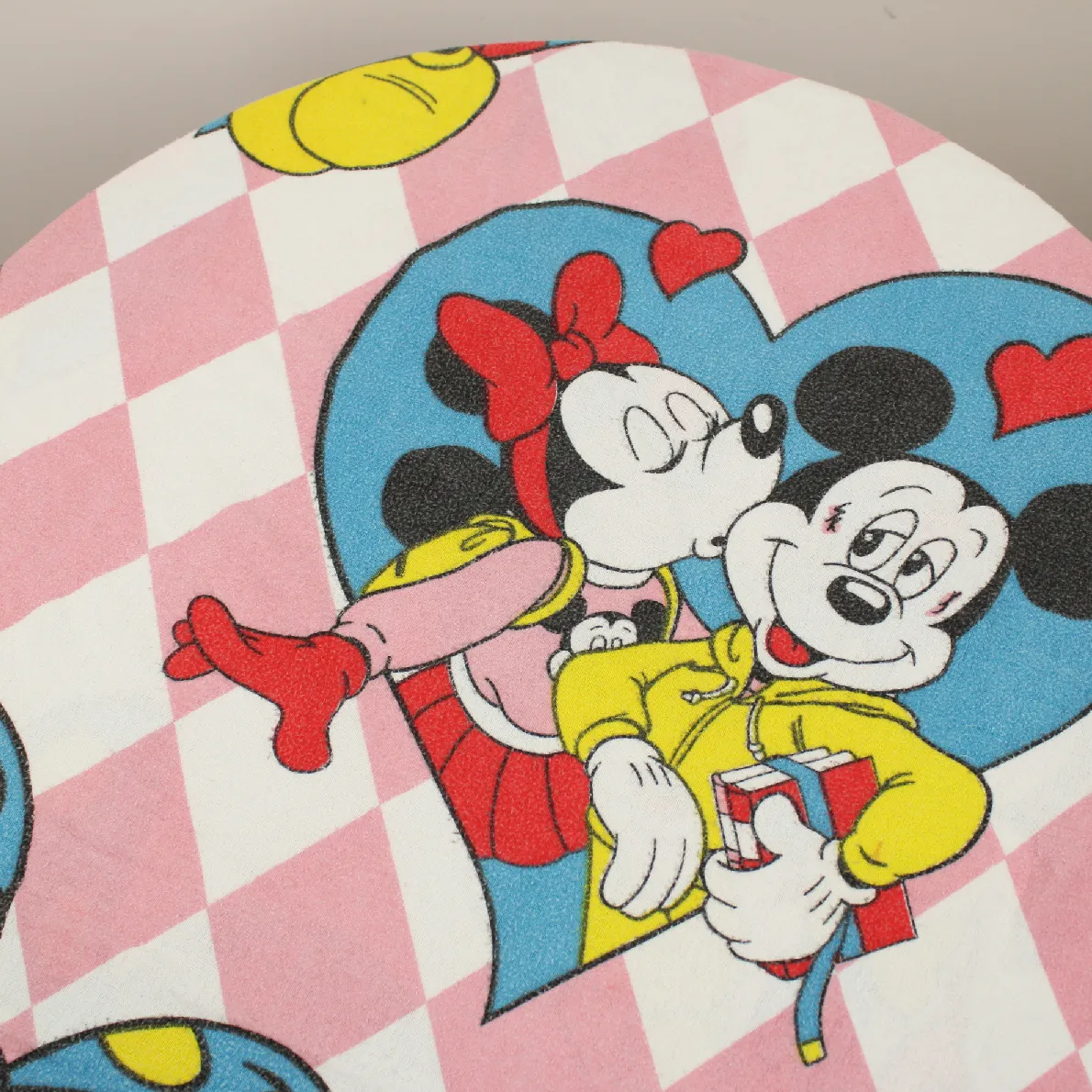 ネル 125*175 シーツ解体生地  ミッキー ミニー ハート ピンクチェッカー A