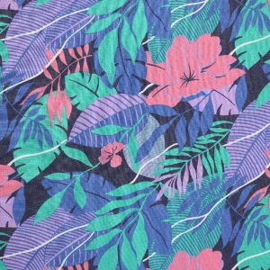 70*65 レトロポップ 花 観葉植物 熱帯 ピンク ブルー