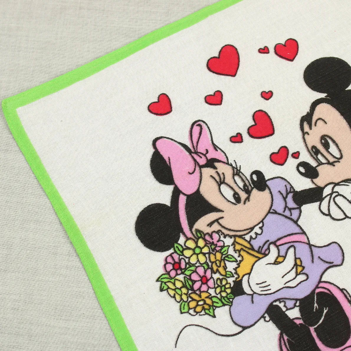 ミッキー＆ミニーのハンカチ 花束 グリーン