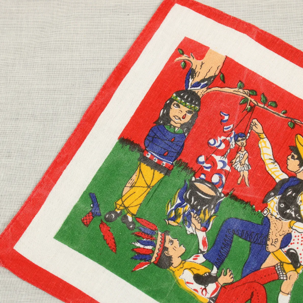 レトロハンカチ  インディアン 赤