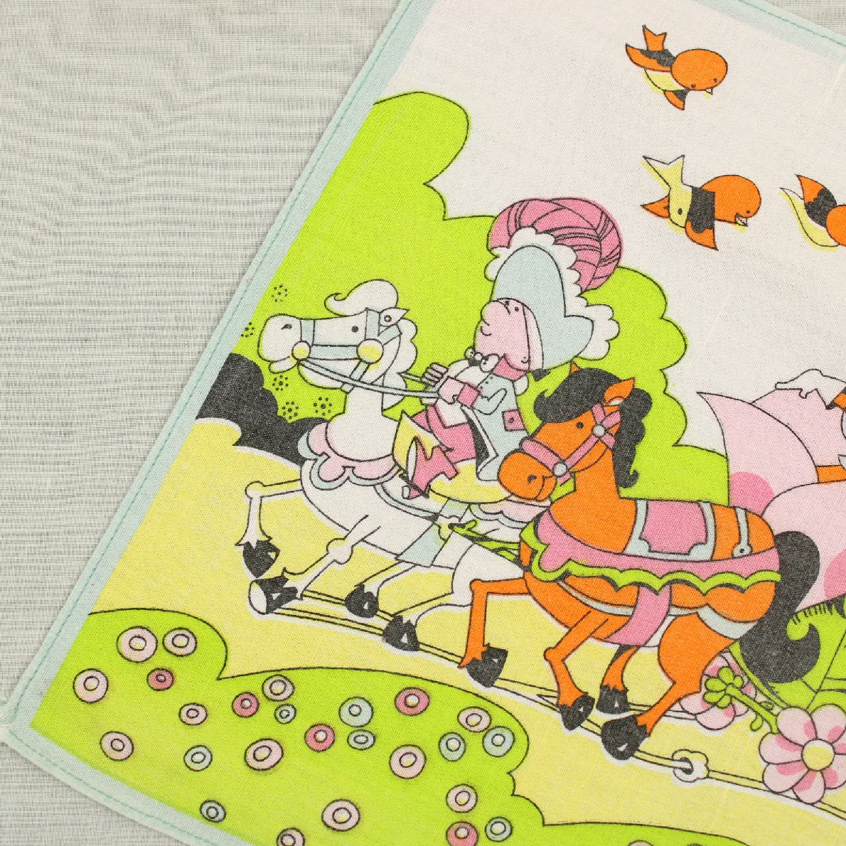 レトロハンカチ 花の馬車 おとぎ話