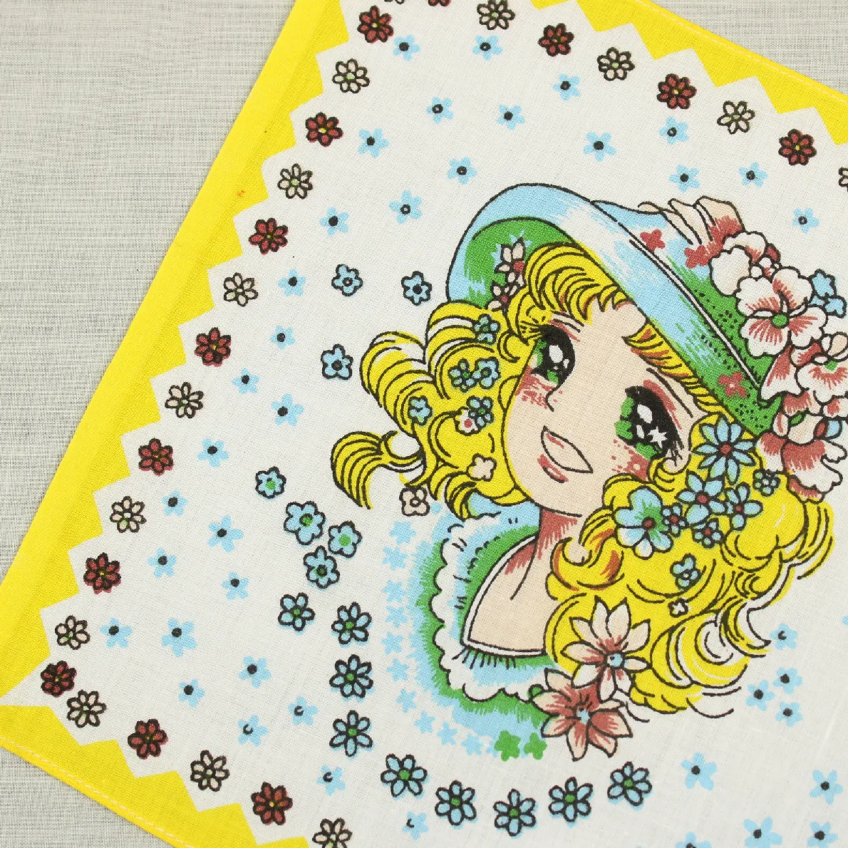 キャンディ・キャンディのハンカチ  花帽子 イエロー
