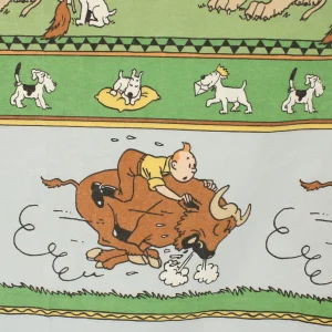 125*180 シーツ解体生地  タンタンの冒険 コンゴ探検 Tintin au Congo