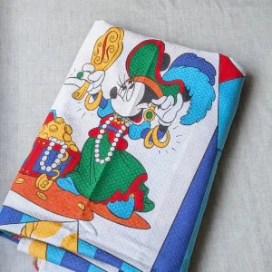 未使用フラット ベッドカバー ミッキー ミニー グーフィー パイレーツ ストライプ