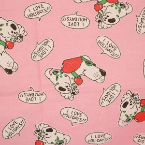 未使用ボックスシーツ イヌ レトロアニマル ホリディ ピンク
