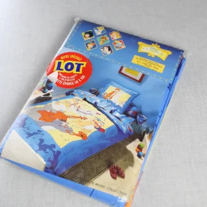 未使用2点ベッドセット おしゃれキャット 楽譜 音符 ブルー