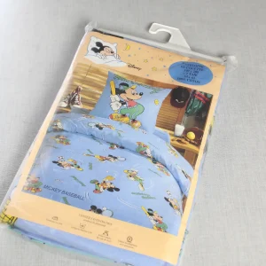 未使用2点ベッドセット レトロミッキー スポーツ 水色