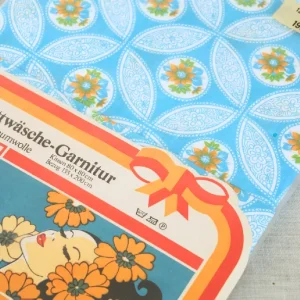 未使用 ベッドセット レトロ かわいい 花 パターン ブルー