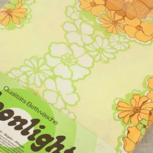 未使用 ベッドセット レトロ 明るい 花 イエロー グリーン