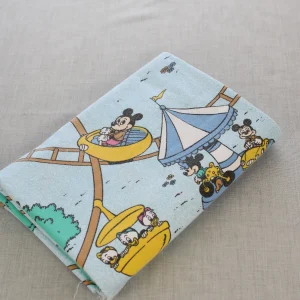 140*175 シーツ解体生地  ミッキー ミニー 遊園地 ブルー B